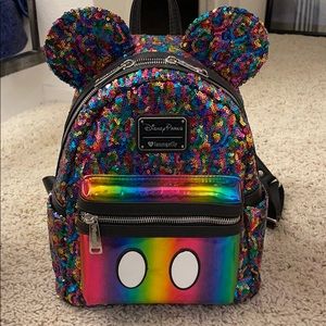 Disney Loungefly rainbow sequins mini backpack